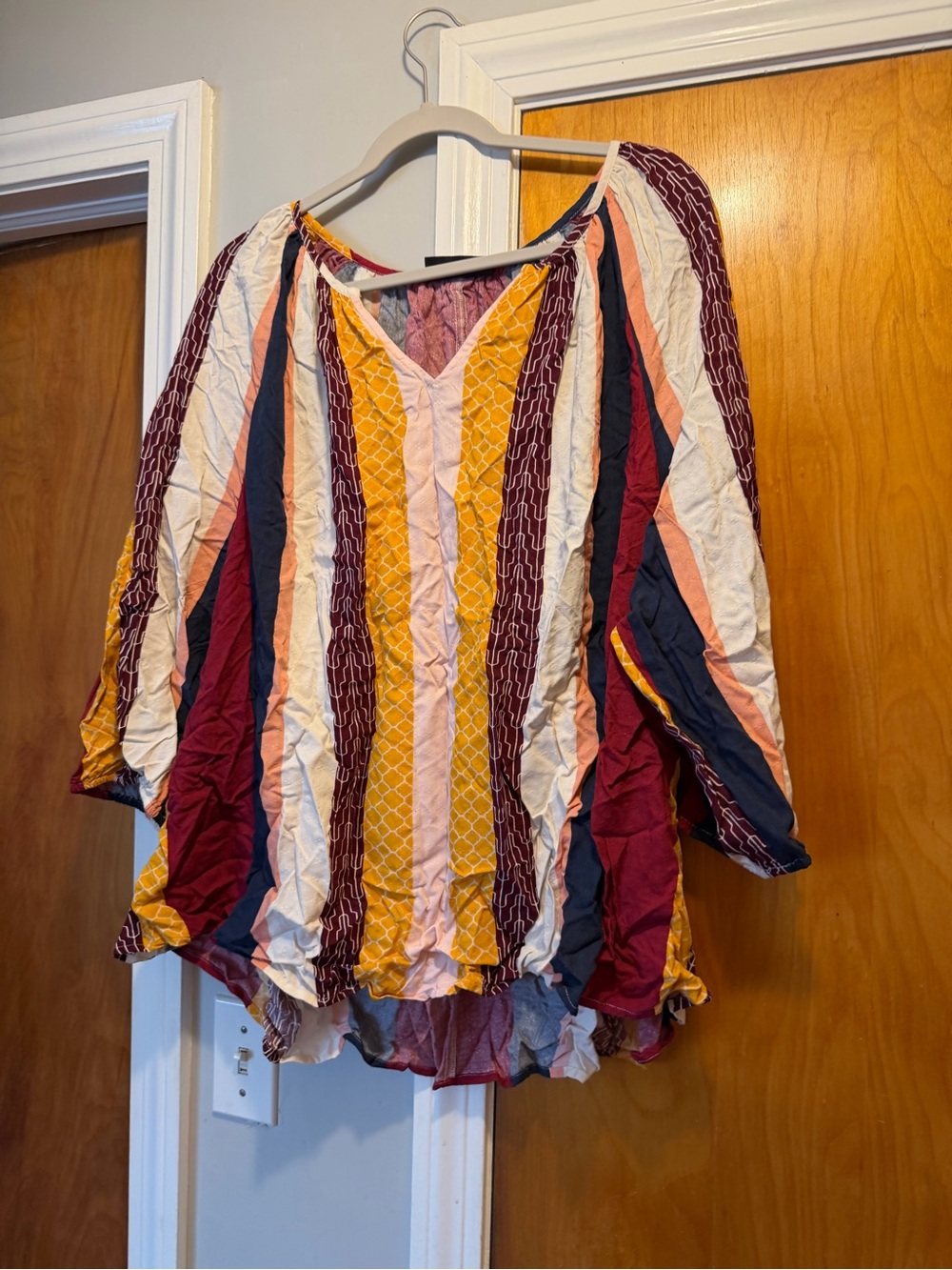 Lane Bryant Multicolor Classic 3/4-Sleeve Split-Neck Popover Blouse NWT